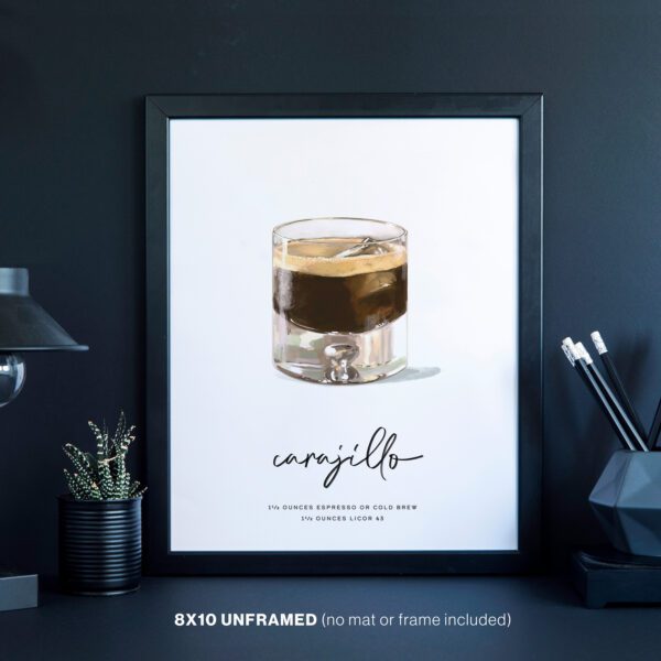 Carajillo Cocktail Wall Art Lifestyle image in black room