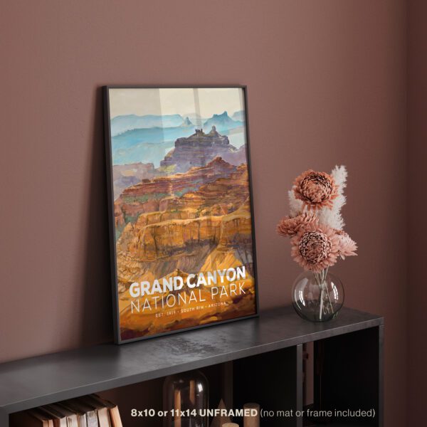 Grand Canyon National Park Poster framed on cabinet (frame not included)