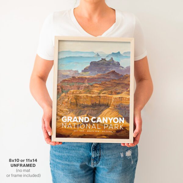 Woman holding framed Grand Canyon National Park Poster (frame not included)