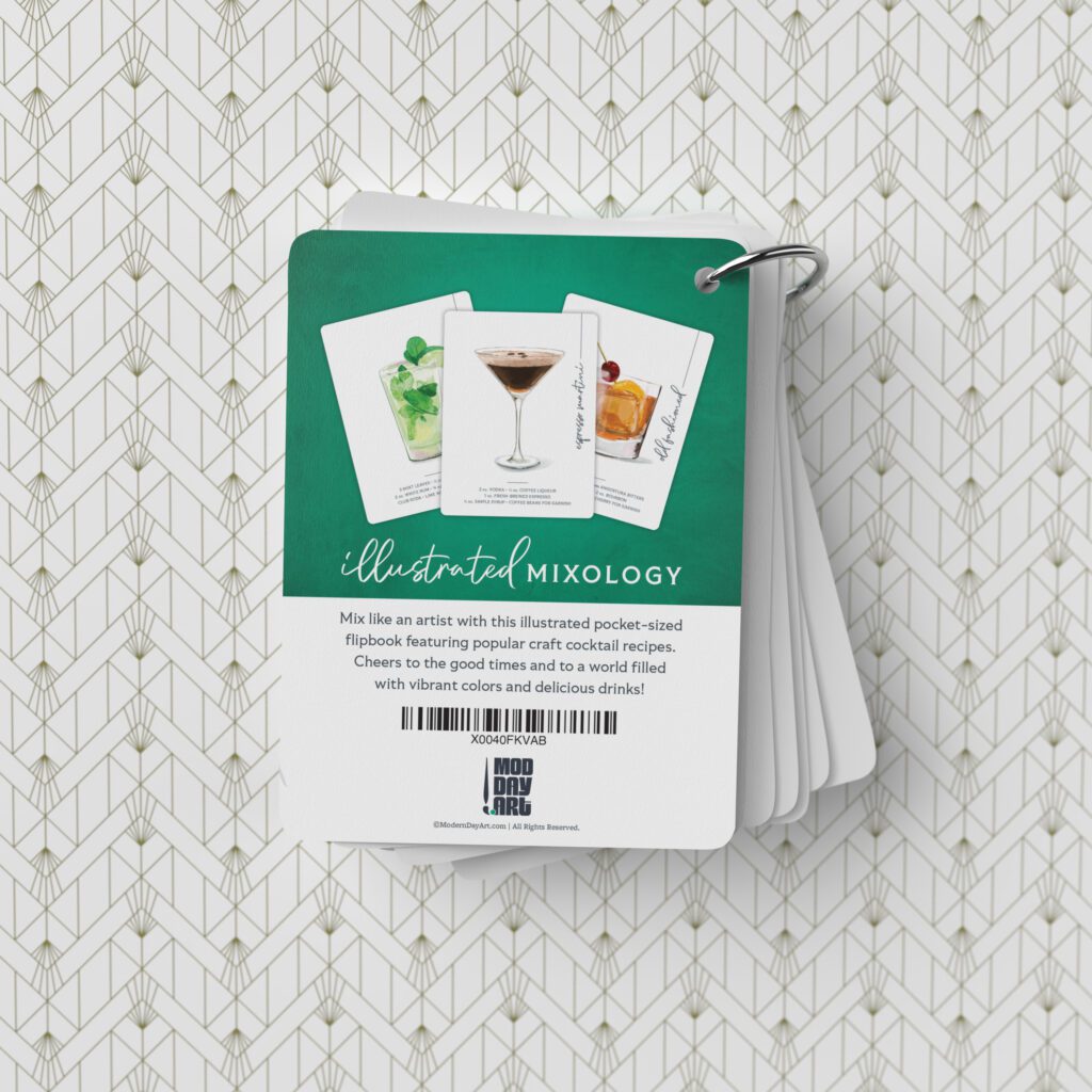 Illustrated Mixology Flashcard Book - 18 Cocktail Illustrations with Ingredients Back Cover