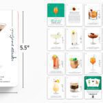 Illustrated Mixology Cocktail Flashcards Product Grid with Dimensions