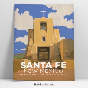 San Miguel Chapel Santa Fe, NM vintage poster 11x14-Feature-Image