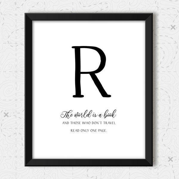 Travel Quote Wall Art Individual Framed Letter R (frame not included)