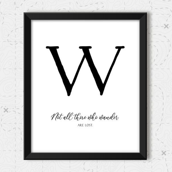 Wander Quote Wall Art Individual Framed Letter W (frame not included)