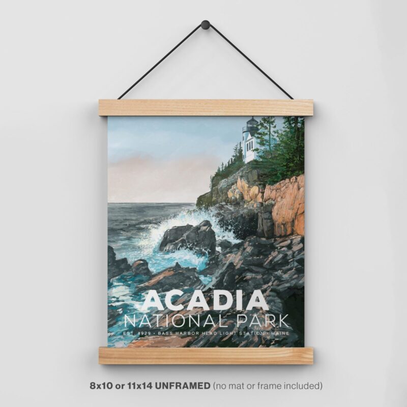 Acadia National Park Wall Art Vintage Poster in hangar