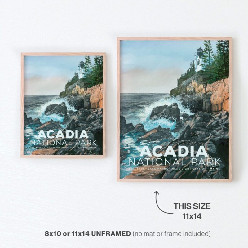 Acadia National Park Wall Art Vintage Poster 11x14 inches