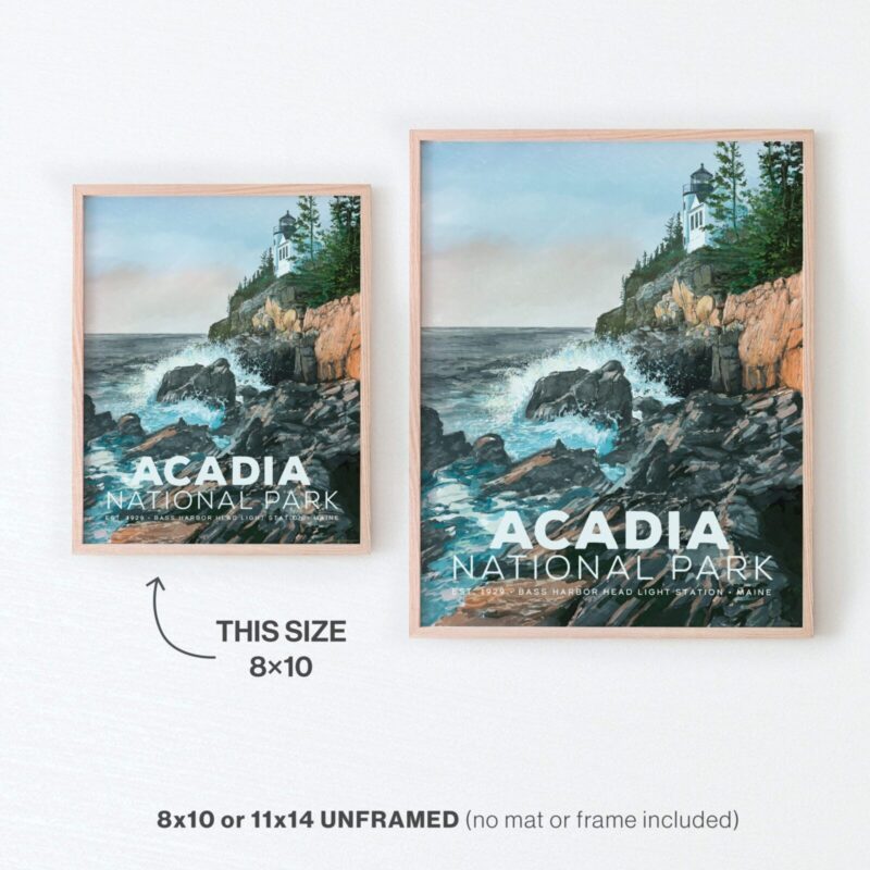 Acadia National Park Wall Art Vintage Poster 8x10 inches