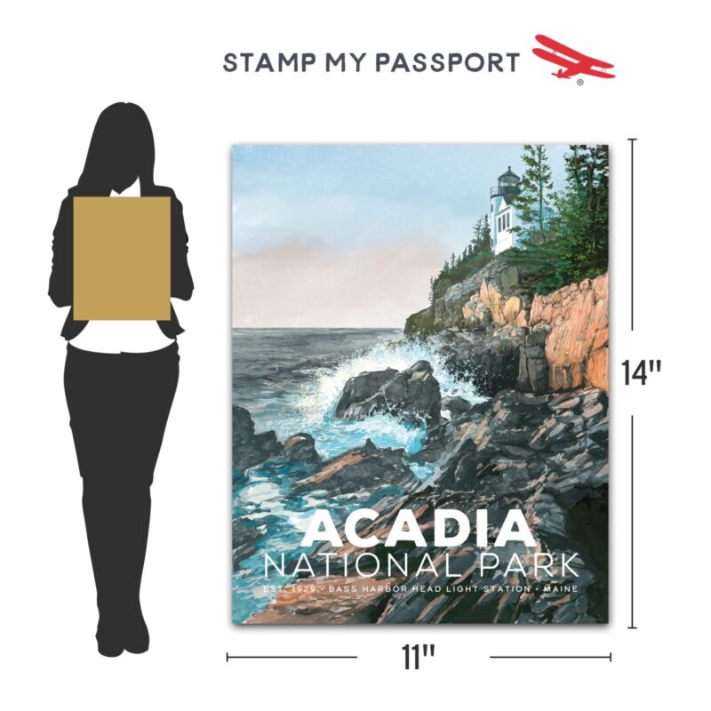 Acadia National Park Wall Art Vintage Poster dimensions 11x14 inches