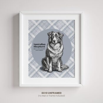 Australian Shepherd Wall Decor shown in frame on wall