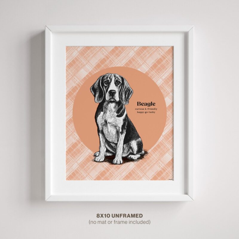 Beagle Wall Decor shown in frame on wall