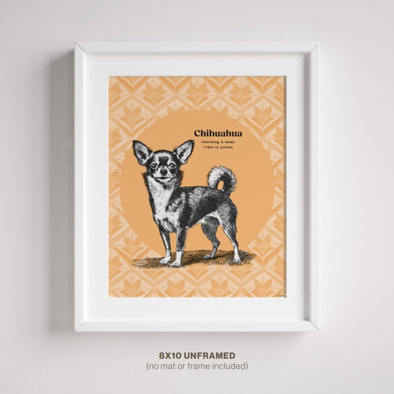 Chihuahua Wall Decor shown in frame on wall