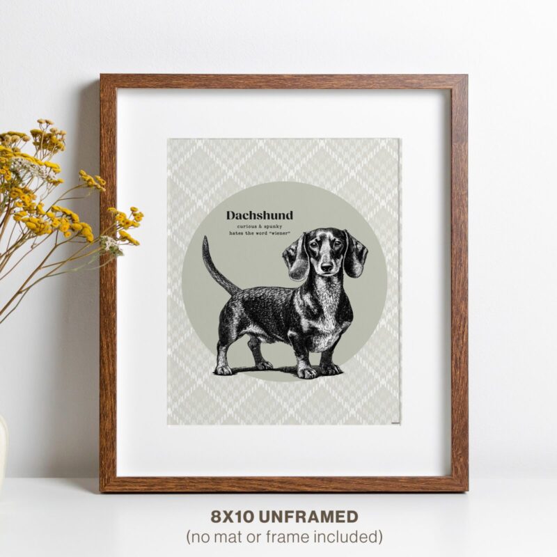Dachshund Wall Decor dog lovers gifts in frame with flower