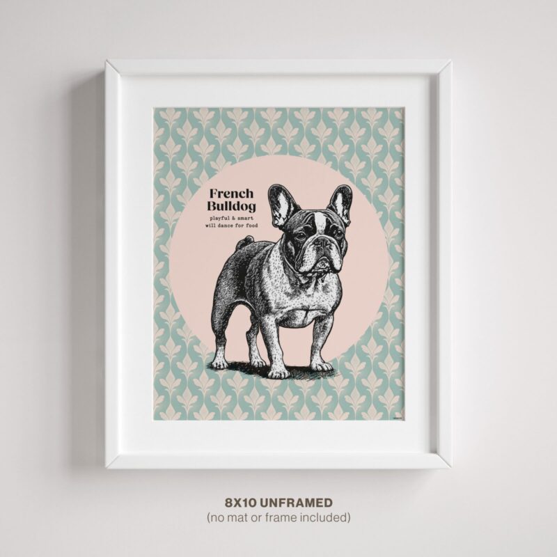 French Bulldog Wall Decor shown in frame on wall