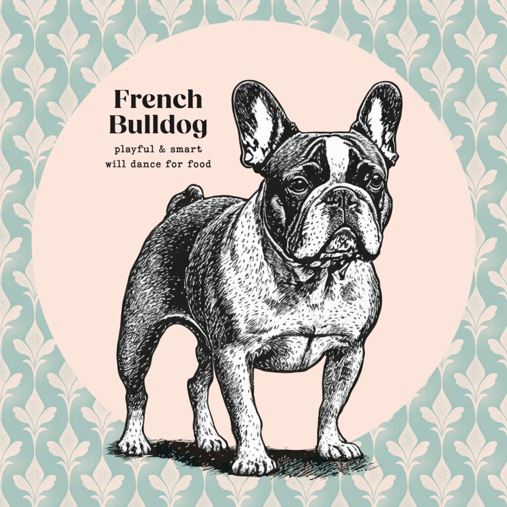 Whimsical French Bulldog Wall Art Poster detail picture