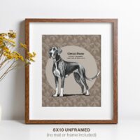 Great Dane Wall Decor dog lovers gifts in frame with flower