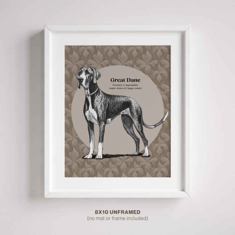 Great Dane Wall Decor shown in frame on wall
