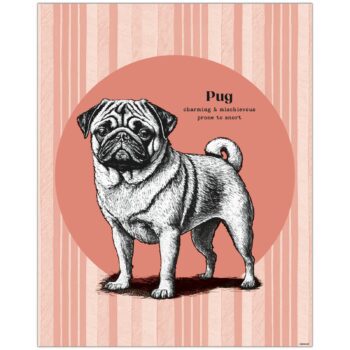 Whimsical Pug Art Print - Fun Dog Wall Art - Pug Poster 8x10 inch feature image