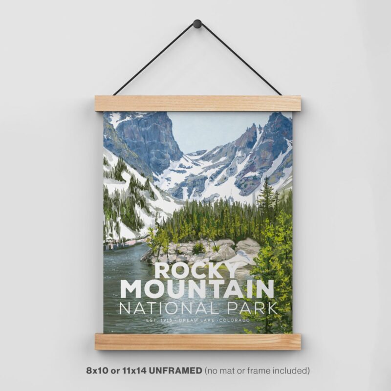 Rocky Mountain National Park Vintage Poster in poster hangar