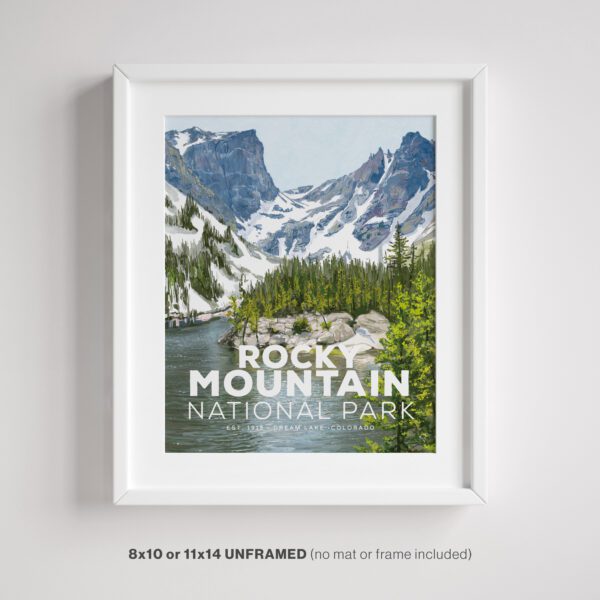 Rocky Mountain National Park Vintage Poster in poster frame