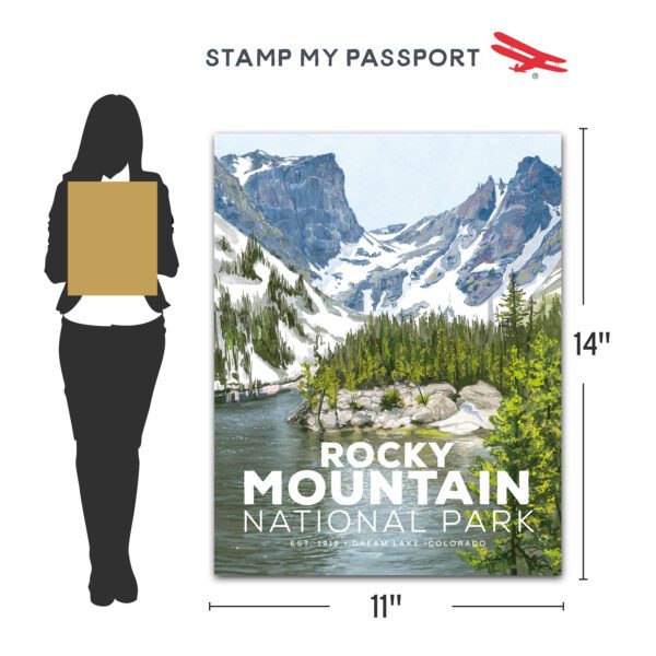 Rocky Mountain National Park Vintage Wall Art 11x14 inches dimension chart