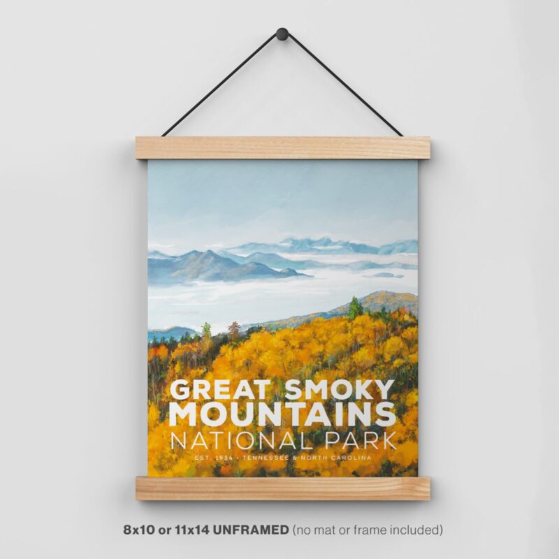 Smoky Mountain National Park Wall Art Vintage Poster in hangar