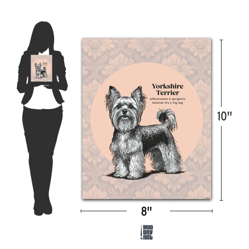 Yorkie Dog Poster Home Decor Dimension Chart