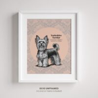 Yorkie Dog Poster Home Decor in frame