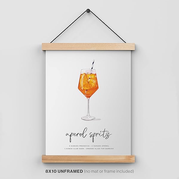 Aperol Spritz Cocktail Wall art shown in poster hangar (frame is not included)