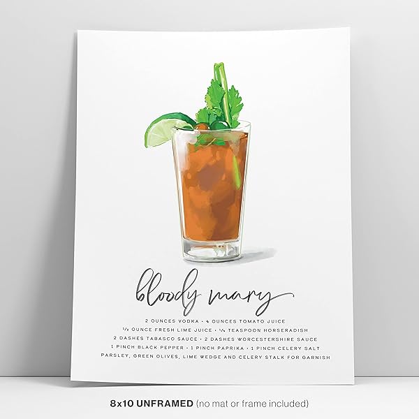 Bloody Mary Cocktail Wall Art leaning against wall