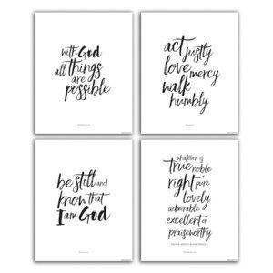 Black and White Brush Calligraphy Christian Wall Art 8x10 feature image