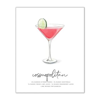 Cosmopolitan Cocktail Wall Art - Alcohol Poster, 8x10 Unframed Feature Image