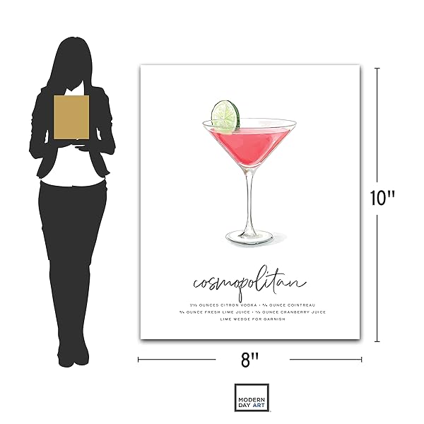 Cosmopolitan Cocktail Wall Art print 8x10 inch size chart
