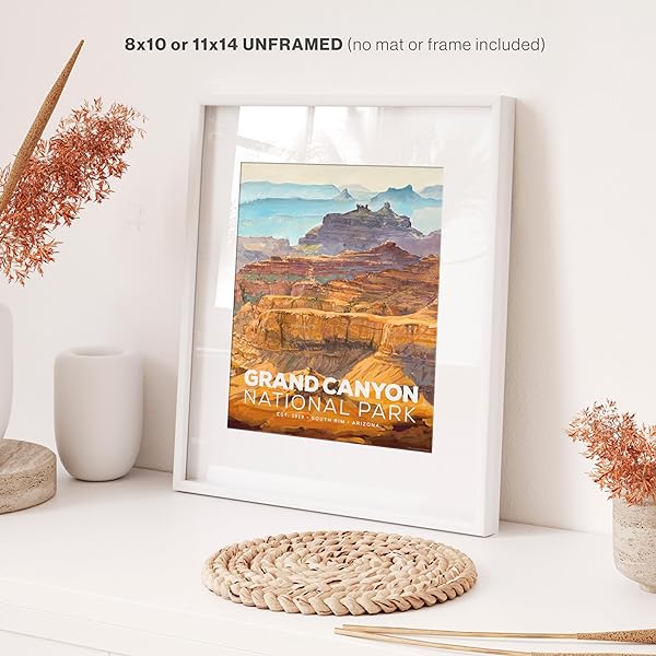 Grand Canyon National Park Poster in white frame (frame not included)