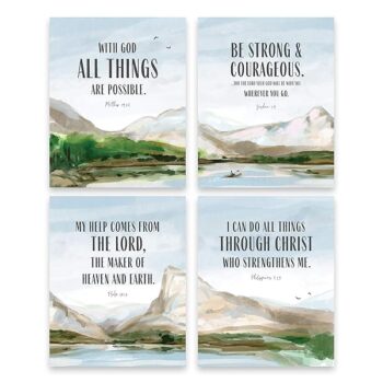 'I Can Do All Things Through Christ' Wall Art - 4 Pieces - Unframed - 8x10 Inch feature image