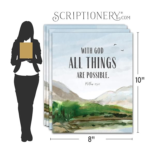 I can do All Things Through Christ Christian Wall Art Poster Set Dimension Image