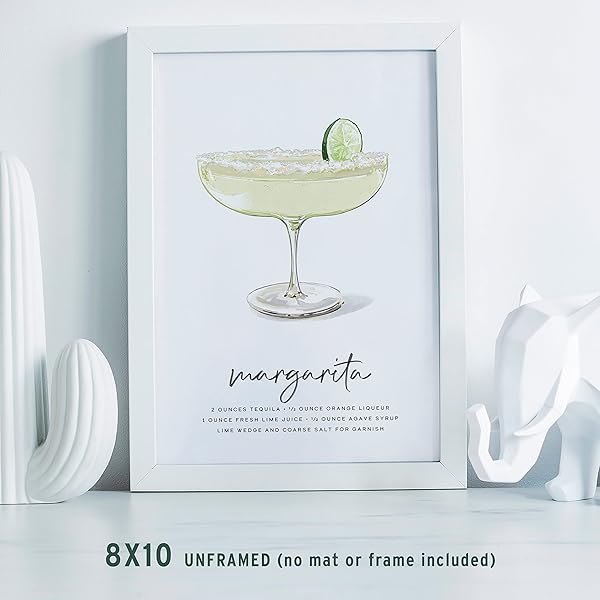 Margarita Cocktail Wall Art poster displayed in white frame (frame not included)