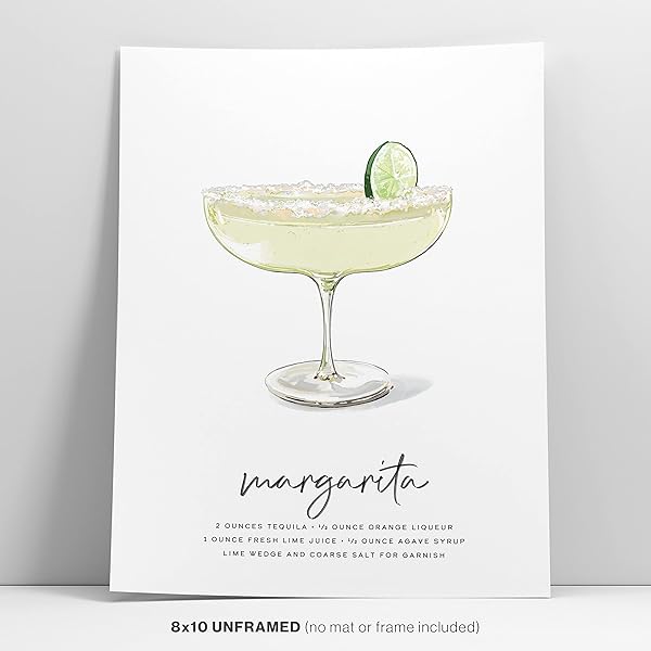 Margarita Cocktail Wall Art poster leaning against white wall