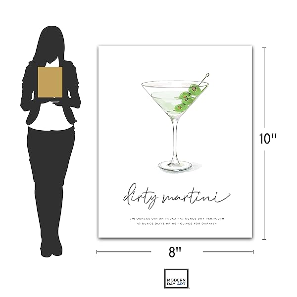 Dirty Martini Cocktail Wall Art size chart