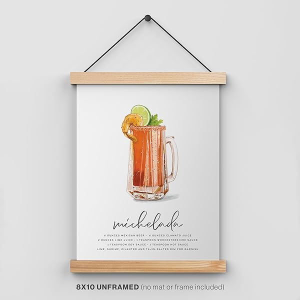 Michelada Cocktail Wall Art, showcased in a poster format (hangar not included).