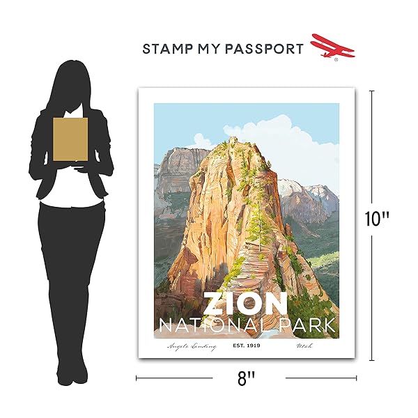Zion National Park Poster 8x10 size chart