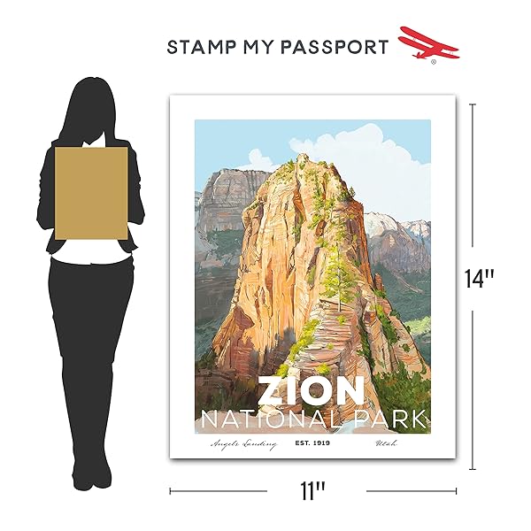Zion National Park Poster 11x14 size chart