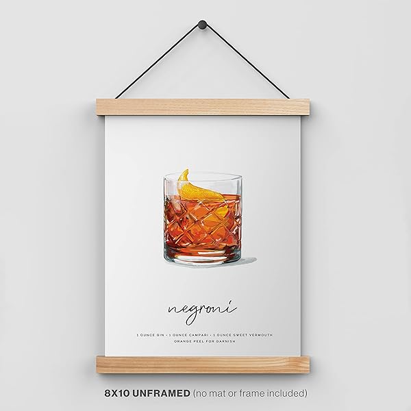Negroni Cocktail Wall Art in poster hangar (hangar not included)