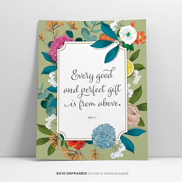 Botanical Bible Verse Wall Decor leaning against a wall