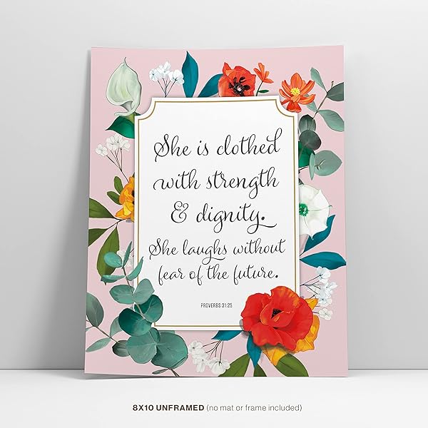 Botanical Bible Verse Wall Decor leaning against a wall