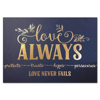 'Love Always, Love Never Fails' Wall Art - Navy | Gold Foil - Petite 5x7 - Unframed feature image