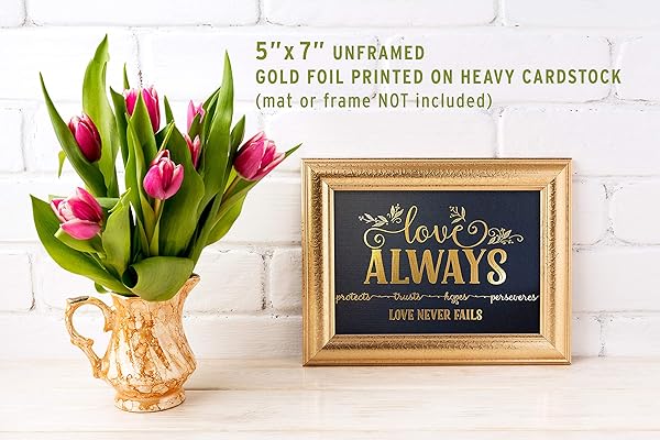 Love Always 1 Corinthians 13 Wall Art - navy framed lifestyle (frame not included)