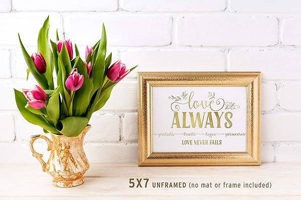 Love Always 1 Corinthians 13 Wall Art - white framed lifestyle (frame not included)