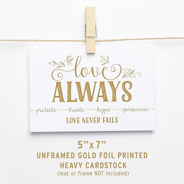Love Always 1 Corinthians 13 Wall Art - Color white hanging by clothes pin