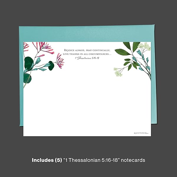 Assorted Luxurious Christian Notecard set - 1 Thes 5: 16-18 style image