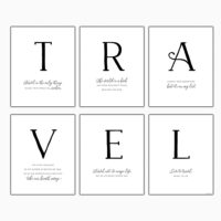 Travel Quote Poster Wall Art - 6 Pieces inspirational wall art feature image